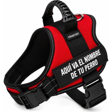 Arnés Táctico Personalizado para Perros Pequeños ajustable PRIMFORT, Rojo Talla S 3–10 kg con el Nombre de tu Perro. Oferta exclusiva (1/4)