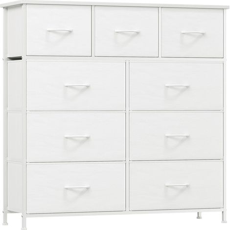 Commode de Rangement pour Chambre à 9 tiroirs en Tissu, Blanc (1/5)