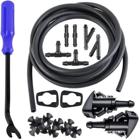 Kit de tuyaux de lave-glace 22 pièces, tuyau de liquide lave-glace 4 m, 6 connecteurs de tuyau, 2 buses de ventilateur, connexion pompe à eau et buse de voiture (1/5)