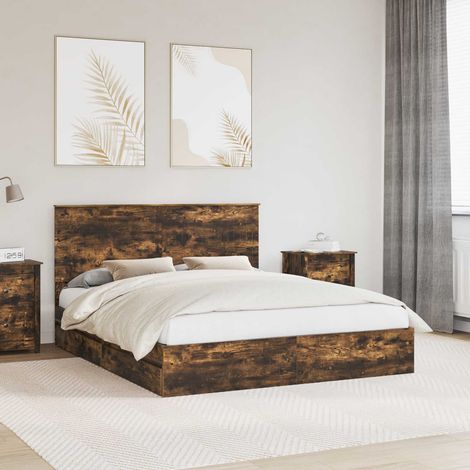 Aufbewahrungsbett Geräucherte Eiche 160 x 200 cm Holzwerkstoff