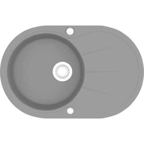 Maison Exclusive - Granitspüle Einzelbecken Oval Grau