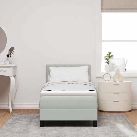 LED Boxspringbett mit Matratze Hellgrau 80 x 200 cm Samt