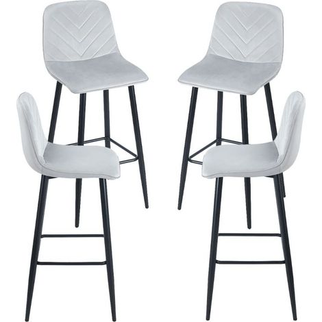 Packs Taburetes Cocina - Pack 4 Taburetes Coyal Black Terciopelo - Gris (1/4)