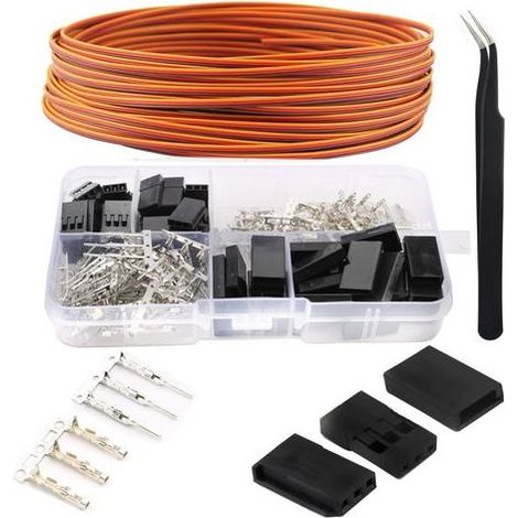 Connecteur D'extension Servo JR/Futaba, 3 Broches, pour DIY Rallonges RC Voiture Heli (30 Ensembles) (1/5)
