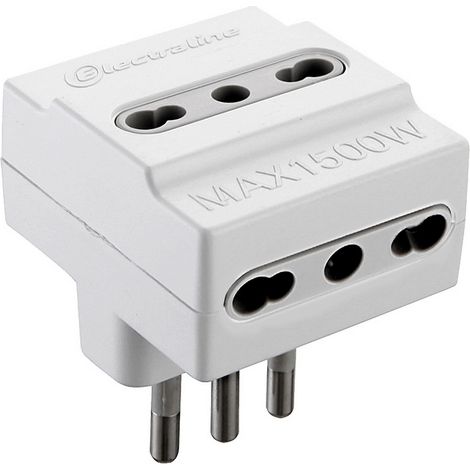 adattatore triplo da 16A + T con 3 prese bipasso IP20 schuko multipresa (1/2)