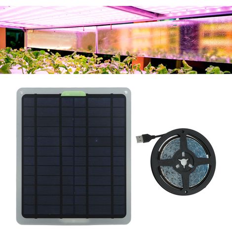 Solarpanel-LED-Streifen [LED-Pflanzenleuchte] 20 W IP65 3 m langes Anzuchtset mit Batteriefach für Gewächshäuser (1/5)