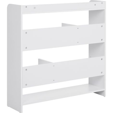 Bibliothèque étagère Meuble de Rangement dim. 90L x 24l x 91H cm 4 Niveaux 3 Panneaux arrières Panneaux de Particules Blanc (1/5)