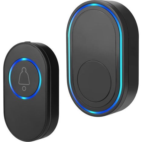 Sonnette sans Fil, IP67 Étanche Kit de Carillon Electronique, Sonnette sans Fil Exterieur Etanche avec 38 Mélodies et 5 Niveaux de Volume, Installation Facile à La Maison, Noir (1/4)