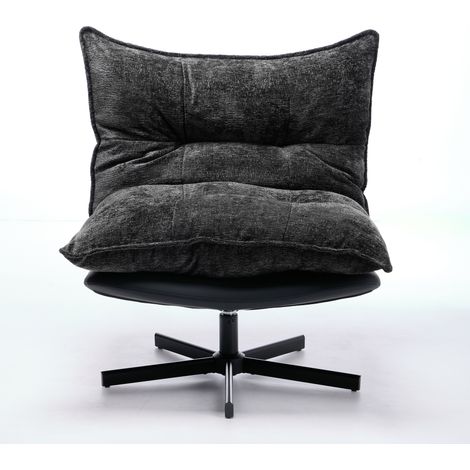 Sillón relax giratorio de tela gris oscuro con respaldo regulable y base metálica (1/5)