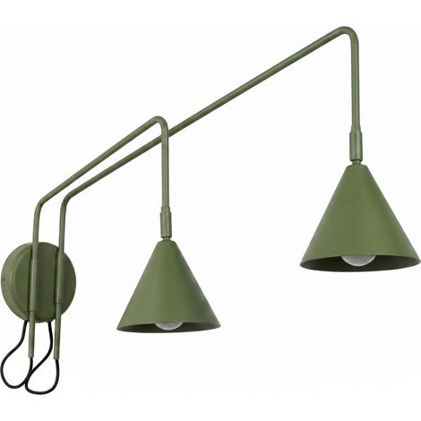 Sollux NOX Applique murale Nox Dome avec interrupteur, vert olive, 2 x E14 (1/2)