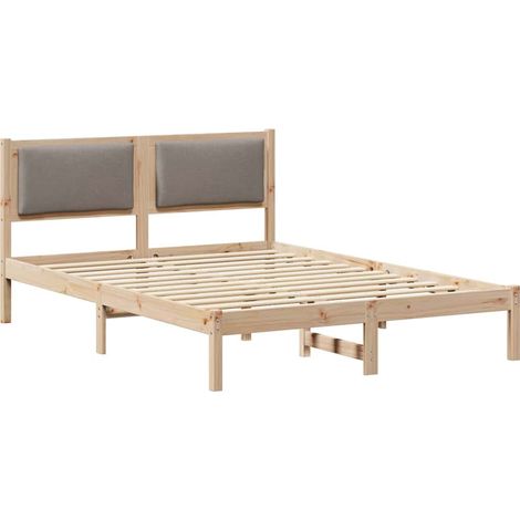 Bettrahmen mit Kopfteil Taupe 160 x 200 cm Massives Kiefernholz vidaXL