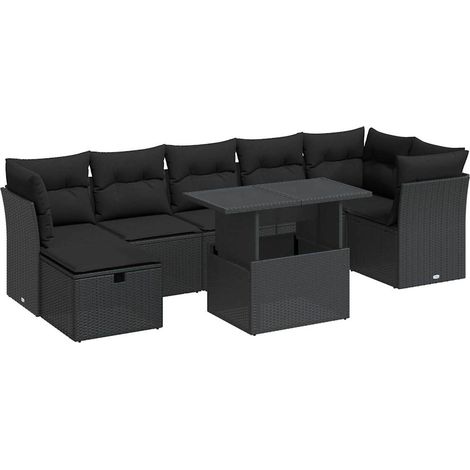 Maison Exclusive - Set Divani da Giardino con Cuscini 8 pz Nero in Polyrattan