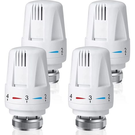 Set mit 4 Thermostatventilen für Heizkörper, Thermostatköpfe M30 x 1,5, Thermostatventile für Heizkörper in Haus und Büro, Ersatz für Heizkörperthermostate (1/4)