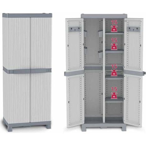 Terry 1002565 Domino Wave Armadio 2 Ante PPL 4 Ripiani Regolabili Lucchetto colore Grigio (1/2)