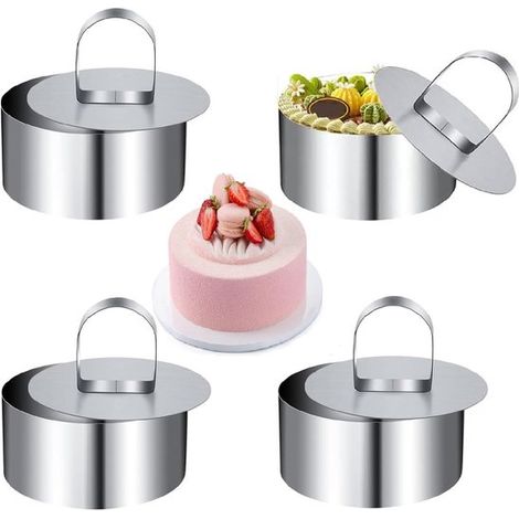 aros de acero inoxidable para pasteles, Aro para mousse, Aro para hornear pasteles, Aro para hornear, Reutilizable, Molde para postres, 8 x 4 cm (1/5)