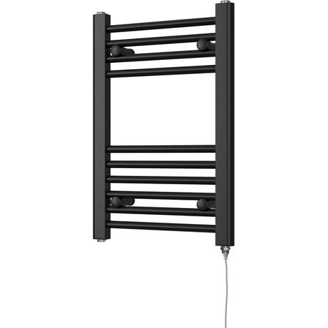 Zennor - Black Electric Towel Rail H600mm x W400mm Straight 200w Standard (1/3)