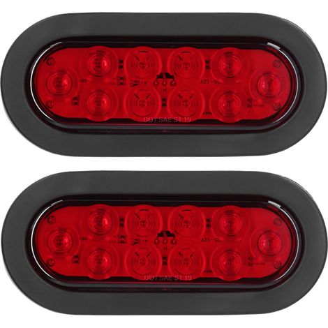 Feux de position LED ovales rouges étanches 12V, 2 pièces, clignotants arrière et feux stop pour camion, bateau, remorque, caravane (1/5)