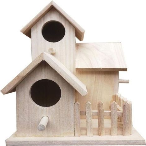 Nid d'oiseau 3 en 1 - Paulownia - Base spacieuse avec encoche de 35 mm pour mésanges et mésanges charbonnières - 1 pièce - Décoration de jardin + Bois (1/5)