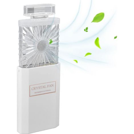 Ventilateur portable 3 vitesses avec puissant éclairage intégré, rechargeable via USB, compact et léger, design ergonomique et moderne en ABS, idéal pour voyage, bureau et maison (1/5)