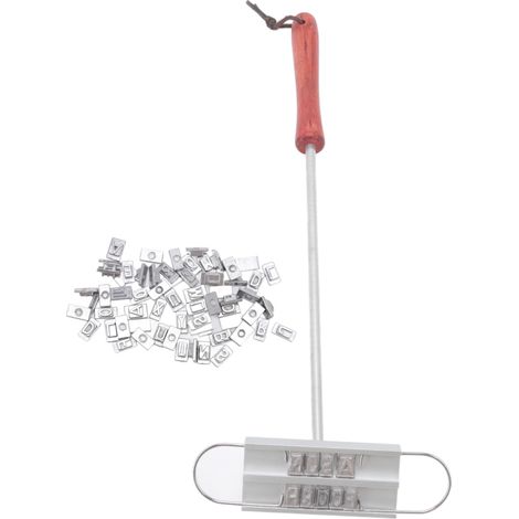 Irovami Fer à marquer pour barbecue, lettres anglaises, en acier inoxydable, avec manche en bois. (1/5)