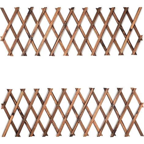 Treillis - Bois Naturel - Extensible Jusqu'à 44 Cm - Pour Plantes Grimpantes - Décoration Murale Jardin Terrasse - 2 Pièces (1/5)