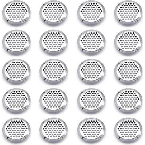 Lot de 20 grilles d'aération rondes en acier inoxydable, idéales pour les bureaux, salles de conférence, auditoriums et salles de concert (35 mm). (1/5)
