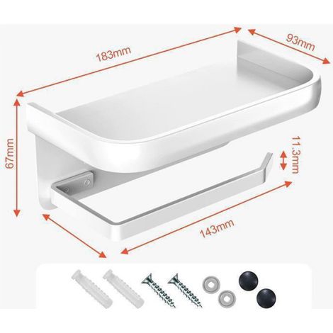 10PCS Dérouleur papier toilette,étagère stockage,aluminium spatial,montage auto-adhésif,salle de bain (1/4)