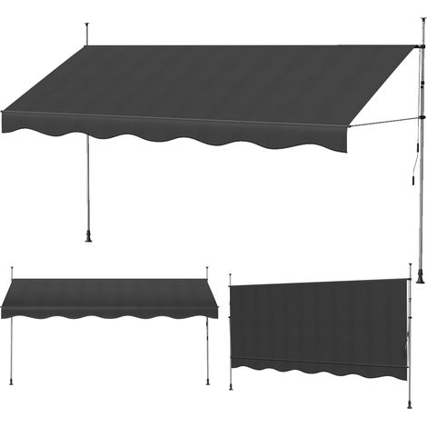 Haloyo® 4x1.2m Store banne manuel rétractable, Auvent manuel rétractable, Inclinaison réglable, Installation rapide, noir (1/5)