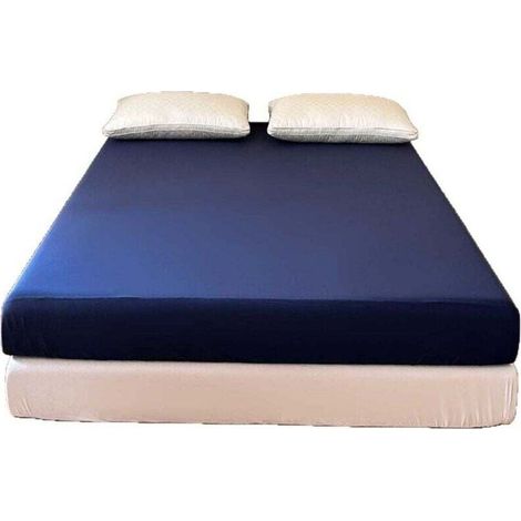 Drap Housse 180x200 Coton Bonnet 30 cm Matelas Épais Confort, Respirabilité, Entretien Facile – Bleu Marine (1/4)