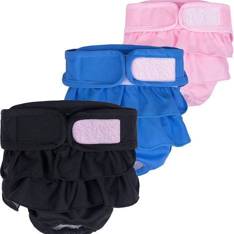 Couche Réutilisable Pour Chienne - 2 Couches Absorbantes - Tissu Polyester Et Éponge - Taille Moyenne - Imperméable Avec Élastique - 1 Pièce (1/5)