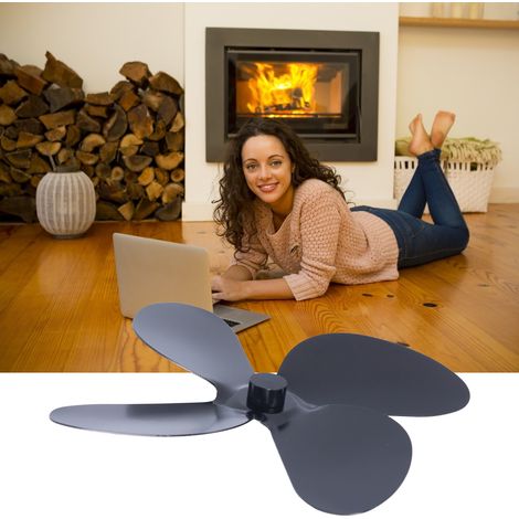 Vielseitiges Kaminventilator-Zubehör, Ventilatorflügel aus Aluminiumlegierung, universelle Kaminventilatorflügel, schwarzes 4-Blatt-Design (1/5)