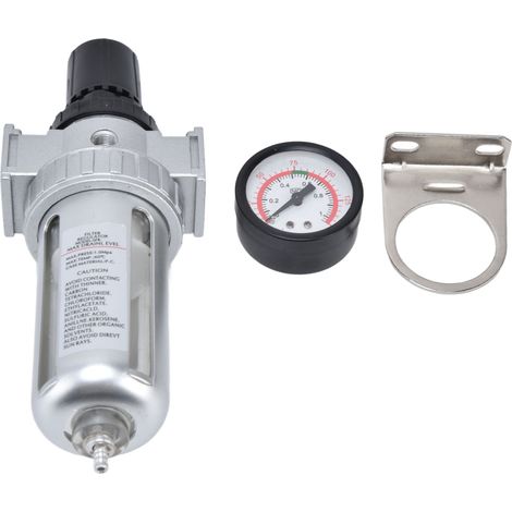 Kit combiné filtre à air comprimé, régulateur et manomètre avec séparateur d'eau pour compresseur SFR400 (1/5)