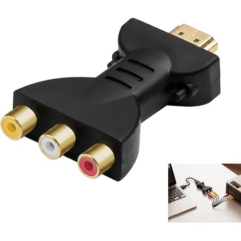 Adaptateur HDMI Mâle vers 3 RCA Femelle, Convertisseur HDMI AV Rouge Blanc Jaune Composite Audio Vidéo, Full HD 1080P 720P Connecteurs Rouge Blanc Jaune Compatible TV DVD Projecteur Boîtier Multimédia (1/5)