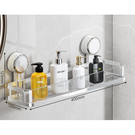 (F) Support de salle de bain à ventouses, sans perçage, pour toilettes, support de rangement mural amovible, support mural pour lavabo (1/5)