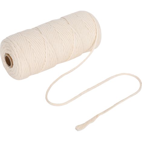 Corde en coton 3mm 100m, fil macramé simple brin pour créations DIY artisanales. (1/5)