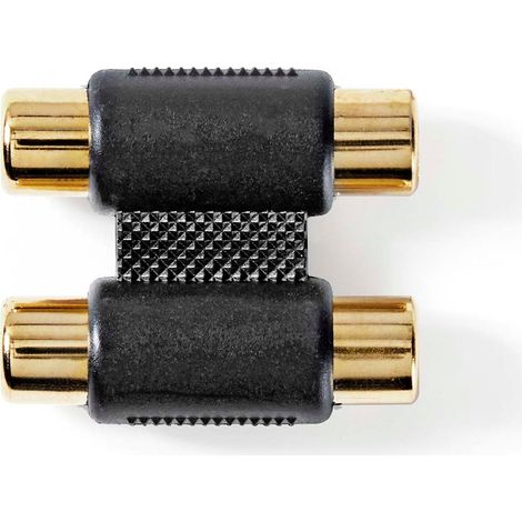 Adaptador de audio estereo 2x rca hona 2x rca hona chapado en oro rak abs antracita 1 pc cerrar (1/4)