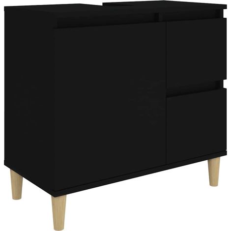 Meuble sous vasque simple - Meuble de salle de bain noir 65x33x60 cm bois d'ingénierie fr6652 - Maison La Vie (1/5)