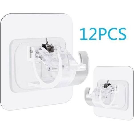 (transparent)12Pcs Support Rideau Sans Percage, Support de Tringle à Rideau Auto Adhésif, Crochets Transparent pour Rideaux ou Porte-Serviettes (1/5)