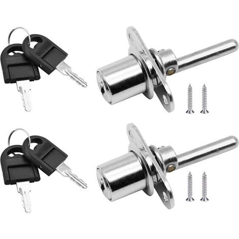 Serrure de meuble - Serrure à piston - Diamètre 16 mm Longueur 61 mm - 2 pièces - Argent (1/5)