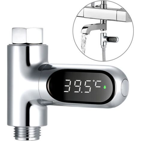 Compteur d'eau à affichage LED Thermomètre de douche numérique Moniteur de température de bain Compteur de température de l'eau avec plage de 5 85 ℃ ℃ / ℉ Accessoires de bain de douche de haute préci (1/4)
