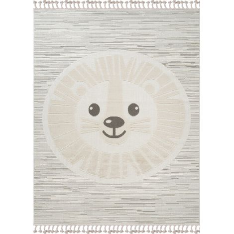 ZOOLIA - Tapis enfant doux texturé lion blanc 160x230 (1/5)