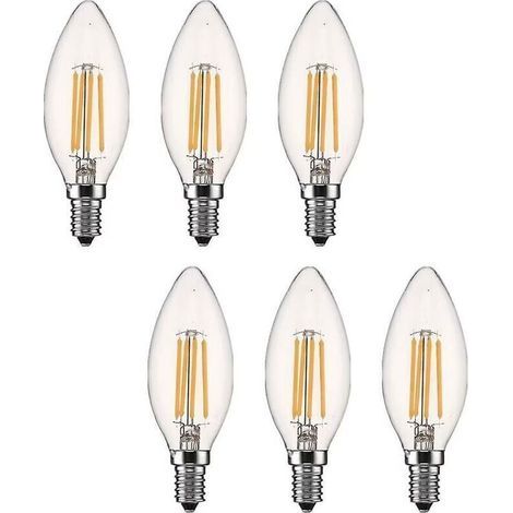 Ampoule Led E14 Dimmable Bougie Led E14 4w Blanc Chaud 2700k, Filament Led Petit Culot à Vis, Equivalent 40w, Lot de 6 fg (1/4)