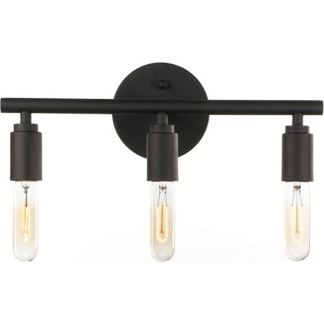 Lampe Miroir Salle de Bain Vintage Noir Avec 3 Lumières, Style Industriel Lumière Miroir Salle de Bain, E27 Métal Applique Salle