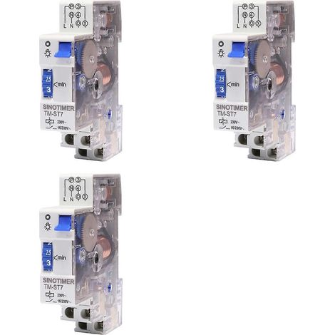Minuteur mécanique 3X SINOTIMER TM-ST7 220V AC 7 minutes, module unique 18 mm, pour rail DIN, pour escalier (1/5)