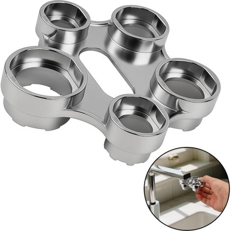Outil de démontage d'aérateur de robinet 10 en 1 Clé universelle en métalpour le remplacement des filtres de robinetterie de cuisine et de salle de bain (1/5)