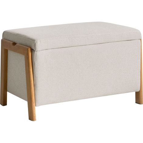 Storage Bench Light Beige Fabric Upholstery Modern Design Glam Style Living Room Bedroom EDLAND (1/5)