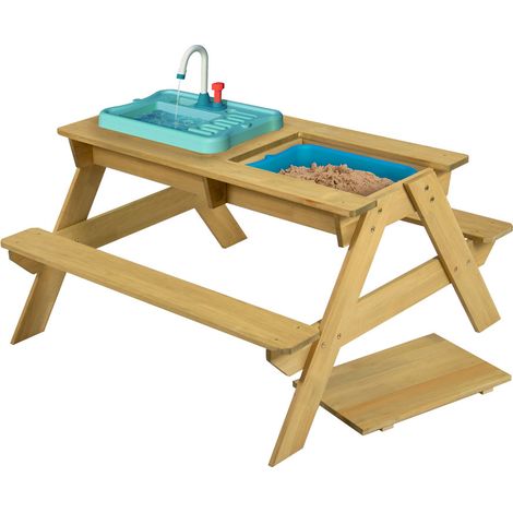 Tp Toys – Table de jeu en bois avec bac à sable et lavabo – 89x94x51 cm – Bois de pin FSC – Pour enfants à partir de 3 ans – Utilisation extérieure