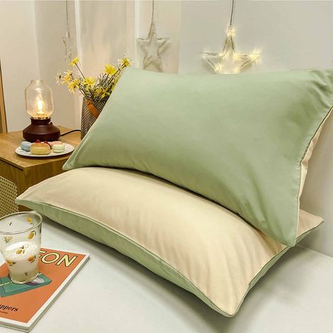 Taie D'oreiller - 48 x 74 cm - Microfibre - Résistant À La Décoloration - Pour Canapé Ou Lit - Lot De 2 (1/5)