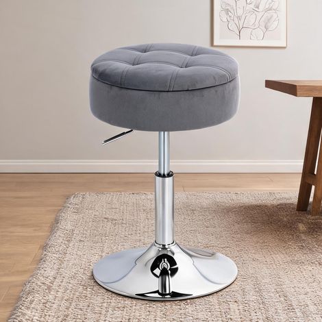 Tabouret de bar coloris gris en polyester acier 39 x 39 x 65 cm (1/5)
