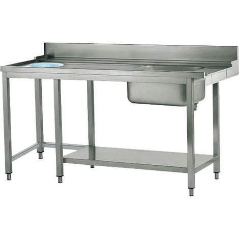 Table d'entrée gauche avec évier à droite et trou à déchets, l 1200 mm 1200x770x870 mm - VIRTUS